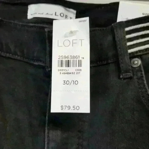 Women's Loft Modern Skinny Black Embroidered Waist Jeans Size 10 - Picture 6 of 9